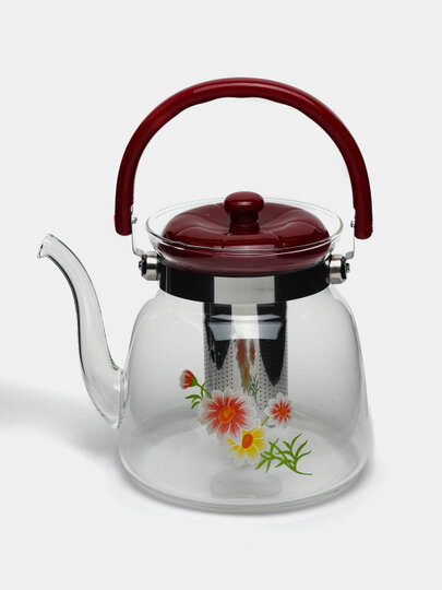 Стеклянный чайник 1.8 л GER4581 – с металлическим фильтром, жаропрочный