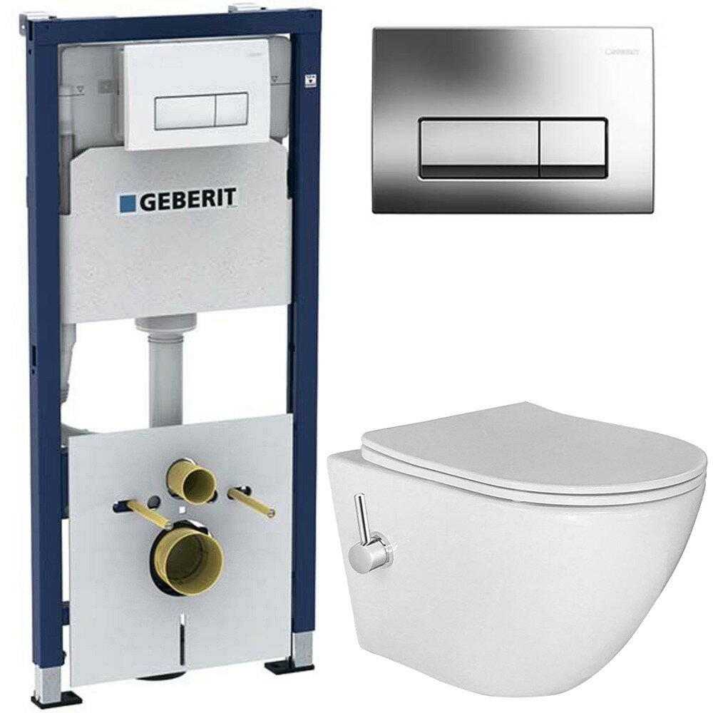 Инсталляция Geberit 458.128.21.1 + унитаз Esbano Teruel-WBN безободковый с биде и смесителем