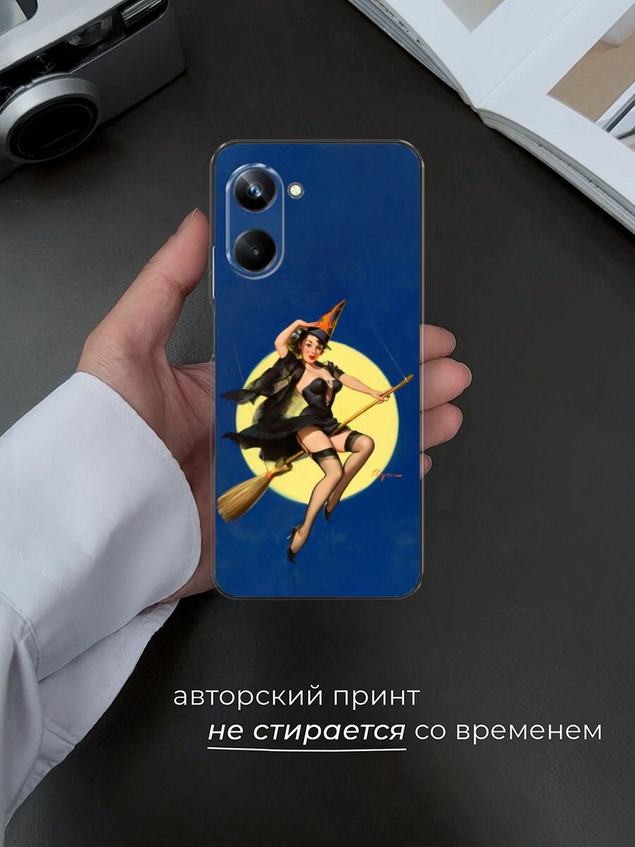 Чехол на Realme 10 Pro / Реалми 10 Про с принтом "Pin-Up Witch" — фото 1