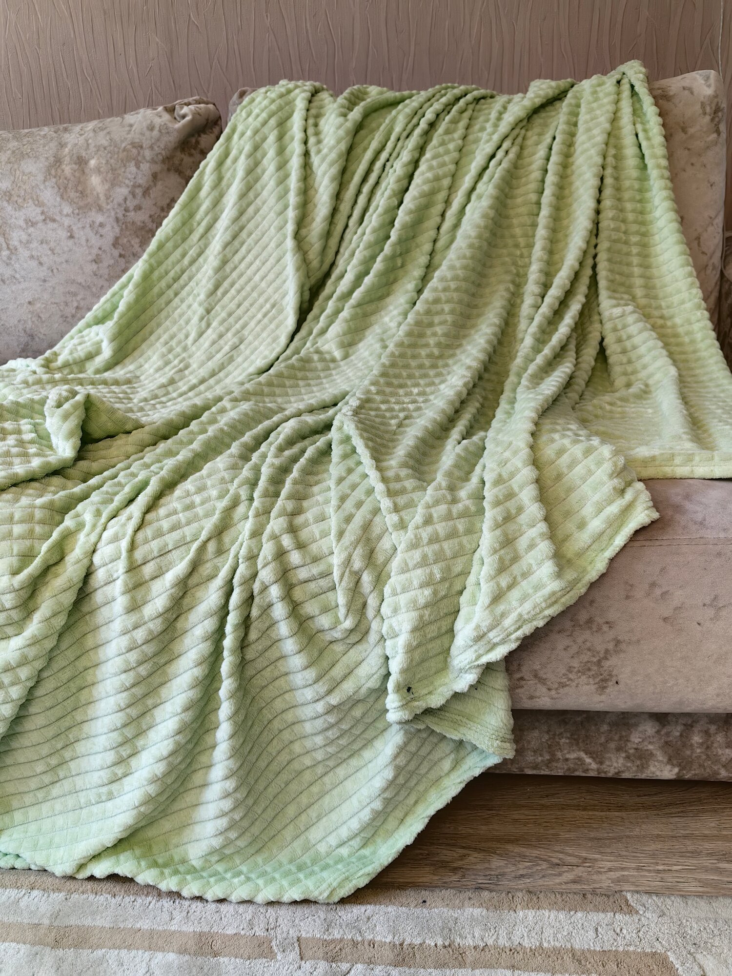 Плед 200х220 кубики хаки евро 2-спальный, покрывало, плед на диван кровать в гостиную спальню детскую теплый пушистый