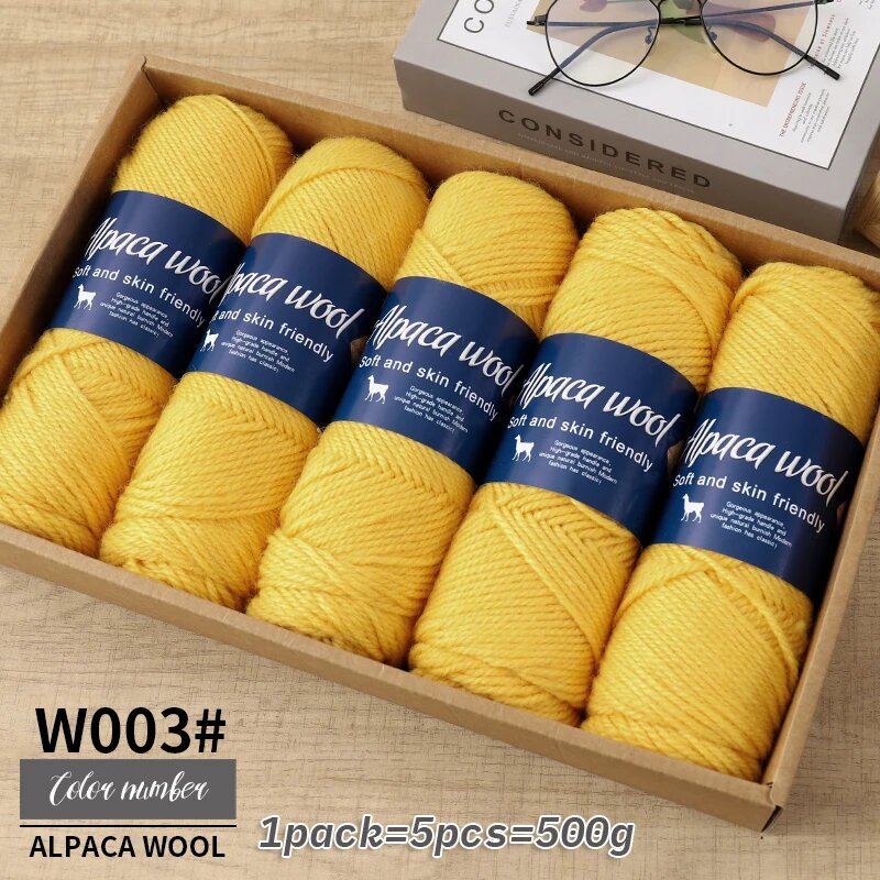 Пряжа из альпаки 500г для вязания Желтый, 003 Chicken Yellow