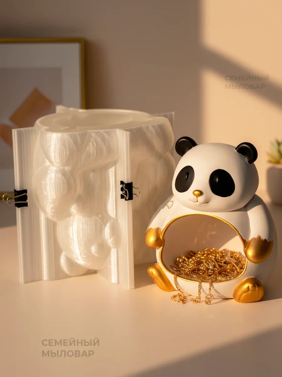 Силиконовый молд для гипса / Конфетница Панда S — фото 1