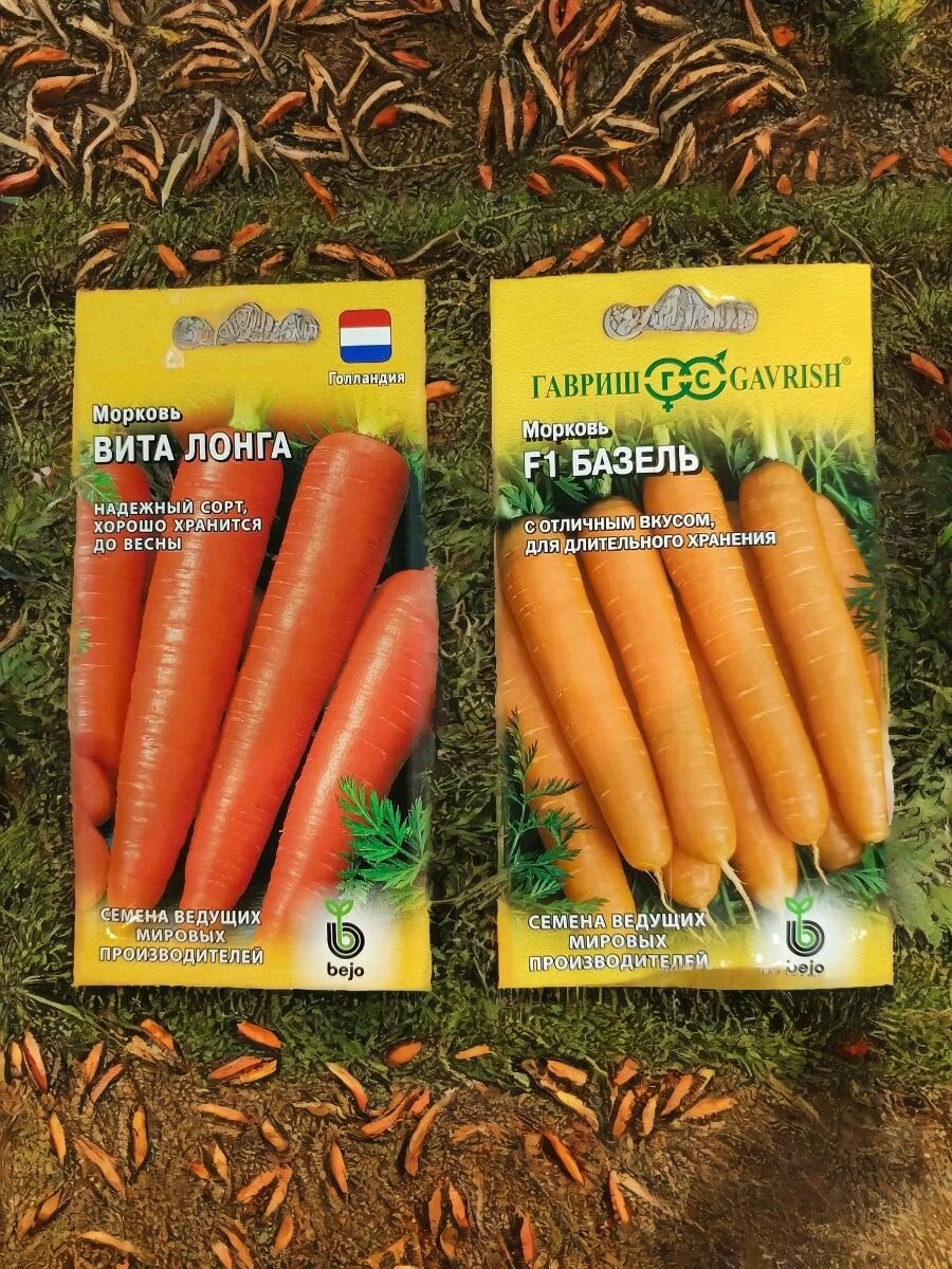 Набор семян моркови Агрофирмы Гавриш 2 вида : Базель  Вита Лонга по 1 пакету