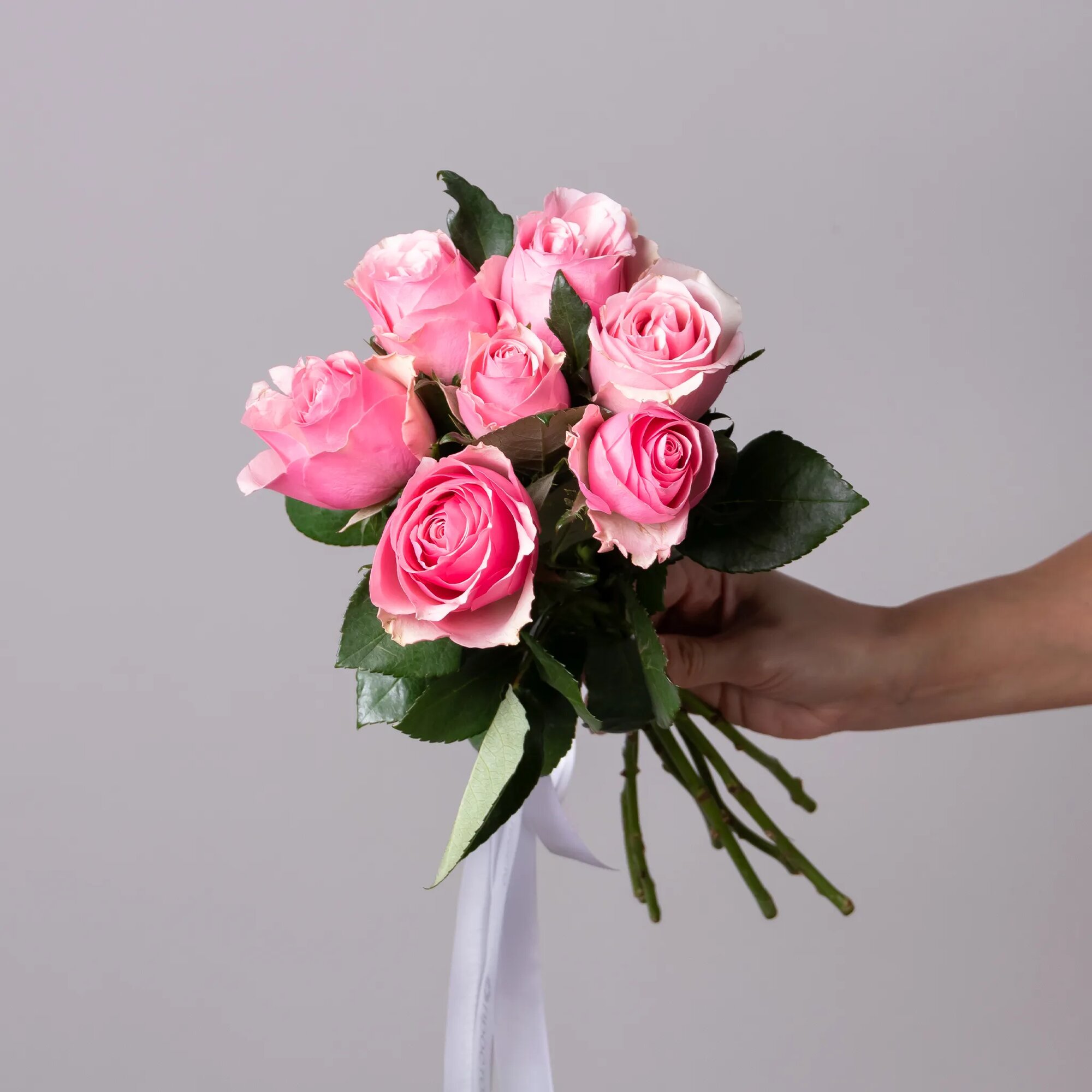 Букет из розовых роз 7 шт Высота 40 см от 