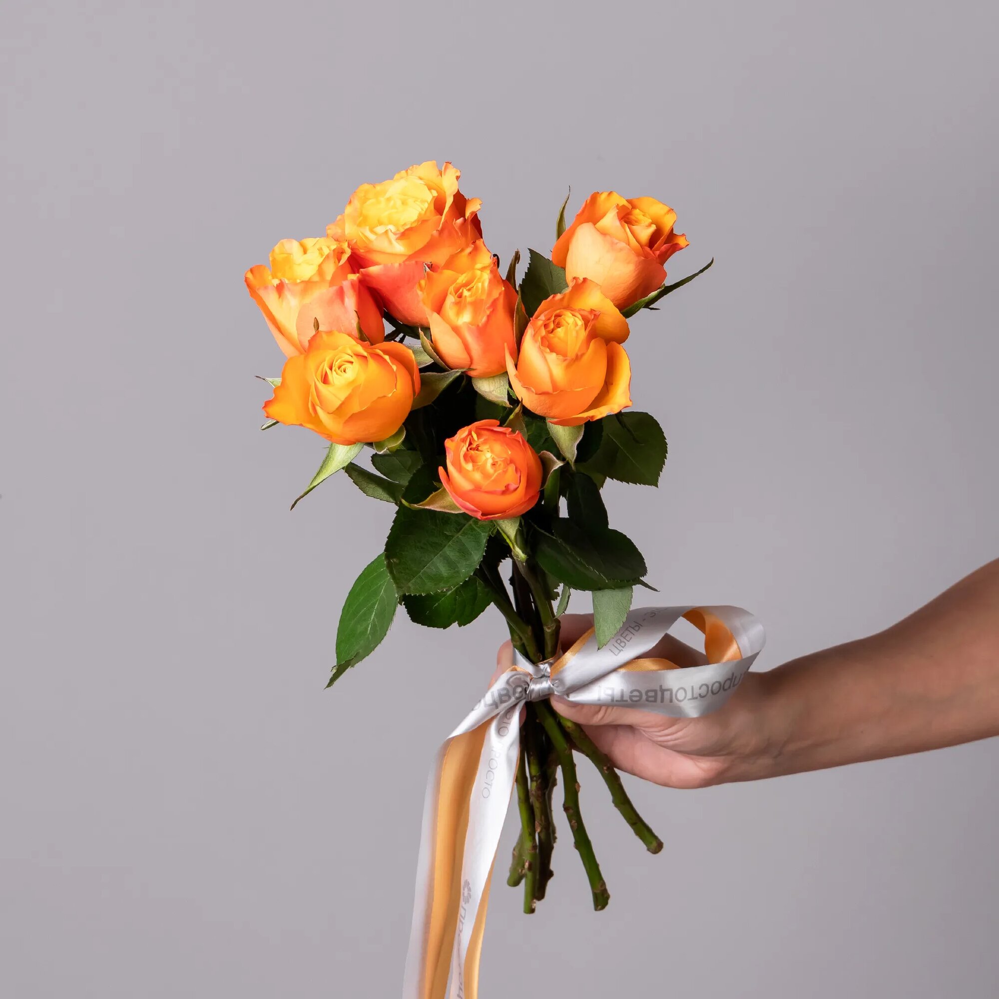 Букет из оранжевых роз 7 шт Высота 40 см кения от "Простоцветы"