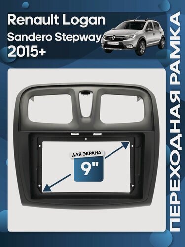 Изображение товара Рамка переходная Renault Logan, Sandero Stepway 2015+ для 9" магнитолы / Wide Media