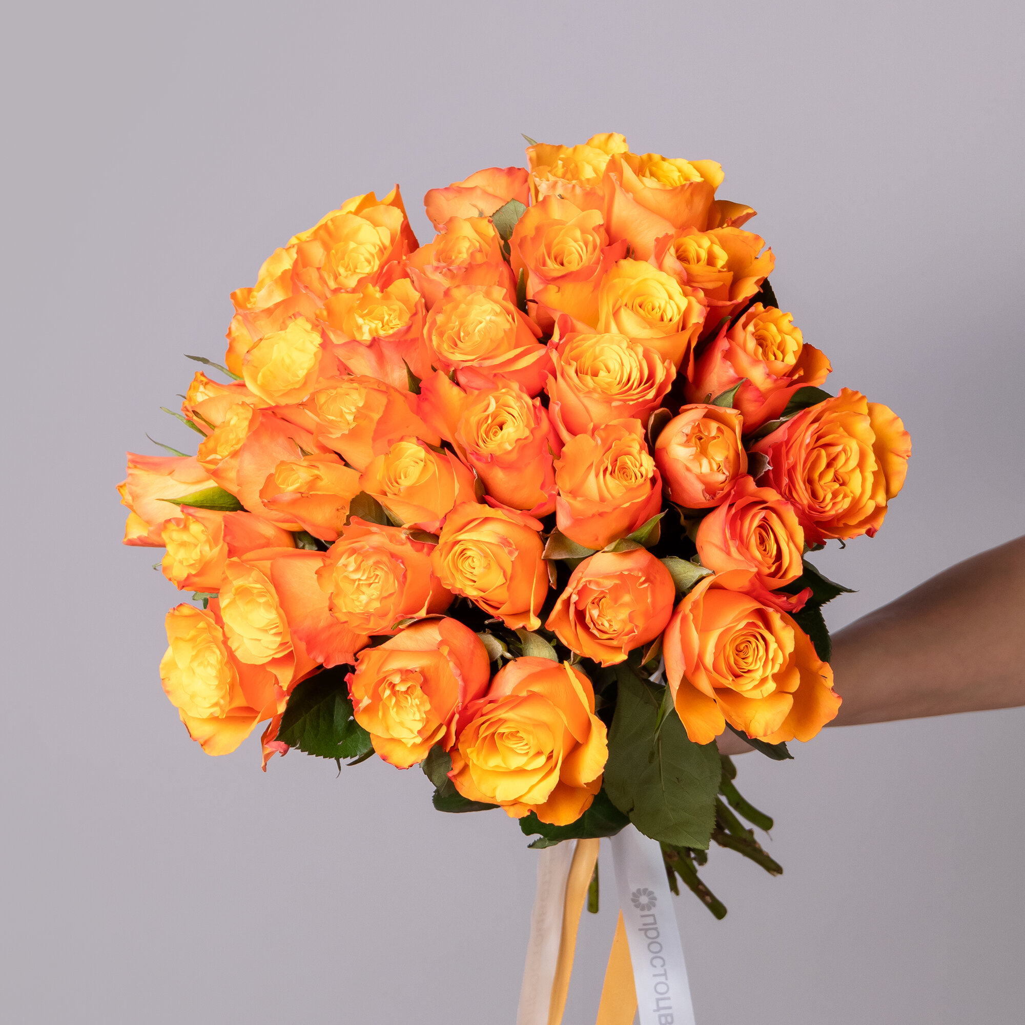 Букет из оранжевых роз 35 шт Высота 40 см Премиум от "Простоцветы"