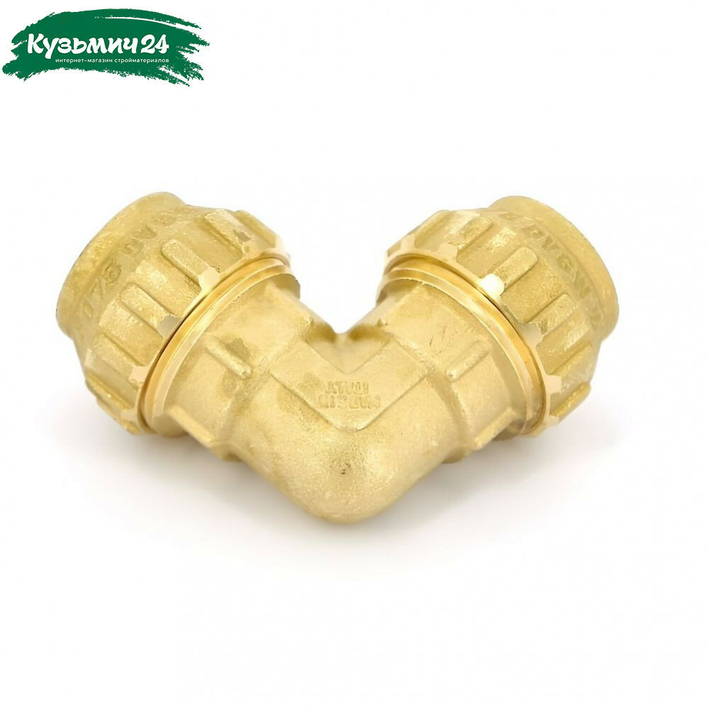 Угольник 90 гр. обжимной TDM 25х25 мм для труб ПНД отвод равнопроходной латунь