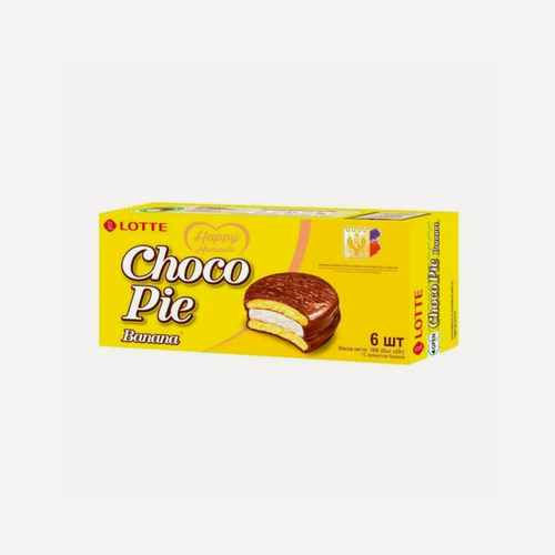Изображение товара Пирожное Choco Pie сочетание классического десерта с банановым вкусом 168 г, Россия