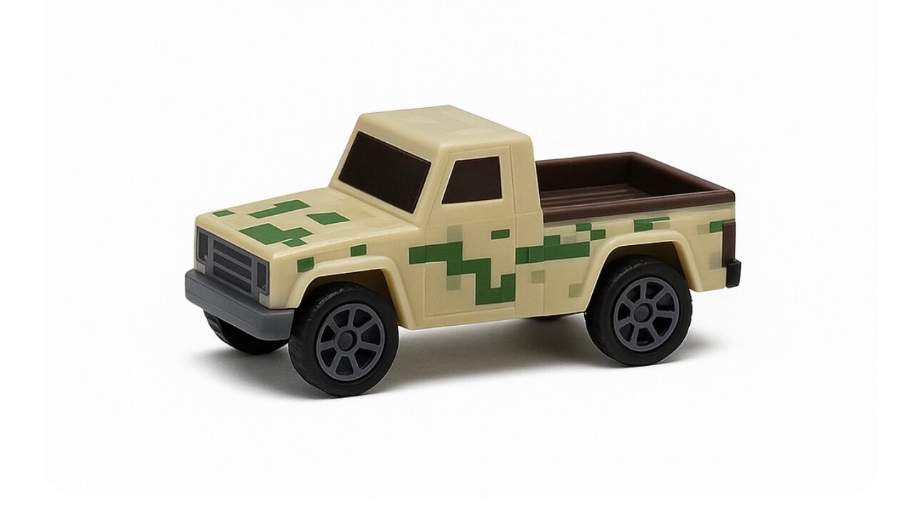 Набор игрушечных машинок в стиле Minecraft, в одном наборе 3 машинки — фото 1