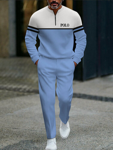 Изображение товара Мужской костюм с полумолнией, повседневный, универсальный, спортивный, осень/зима