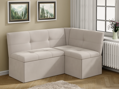 Изображение товара Кухонный уголок Квадро 3 исп 2, BUDUNOV GROUP, ТК бежевый, скамья угловая с ящиками для хранения, 149х105х82 см