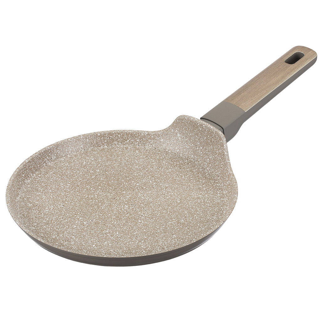 Сковорода блинная КНР с антипригарным покрытием "Latte", диаметр 22 см, высота 1,7 см, толщина 2,6 мм, дно толщина 3,2 мм, литой алюминий, бакелитовая ручка с покрытием "soft-touch", капсульное дно (93-AL-LT-5-22)