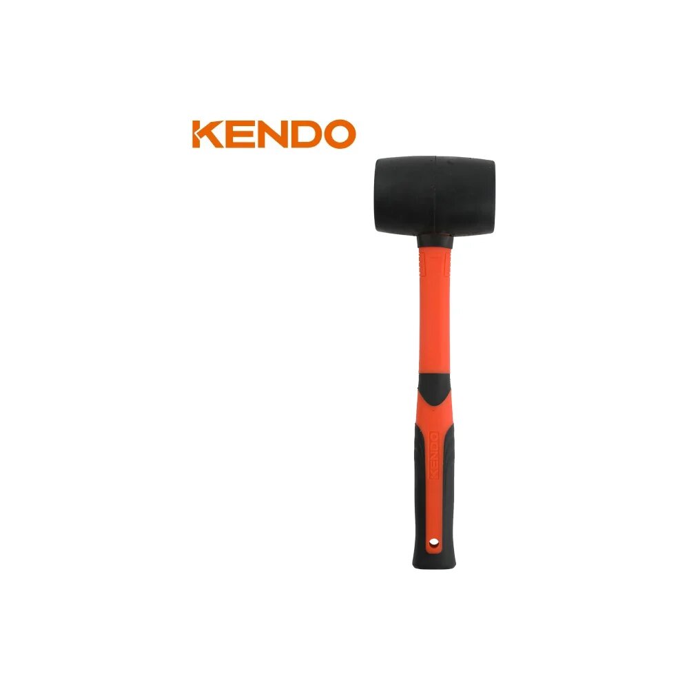 Резиновая, KENDO, киянка KENDO черная с фиберглассовой рукояткой 680 гр 25515, белой резины — фото 1