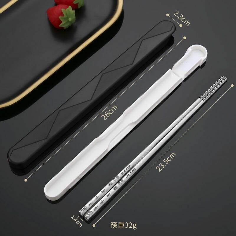 Металлические палочки для еды из нержавеющей стали в футляре