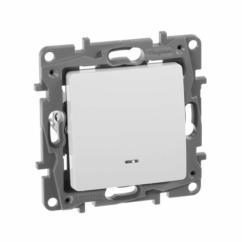 Выключатель 1-кл. СП Etika 10А IP20 250В 10AX с подсветкой/индикацией безвинтов. зажимы механизм бел. IEK 672203