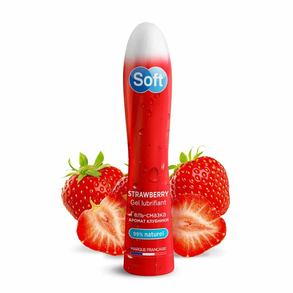 SOFT STRAWBERRY гель-смазка 80 мл. на водной основе, смазка, массажный гель, лубрикант