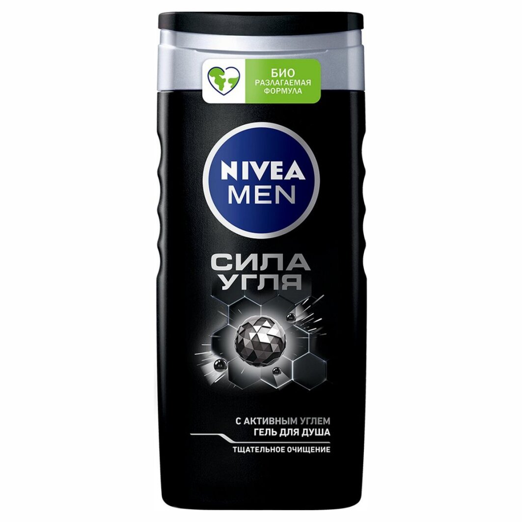 Гель для душа мужской Nivea Men глубокое очищение, Сила угля 250мл