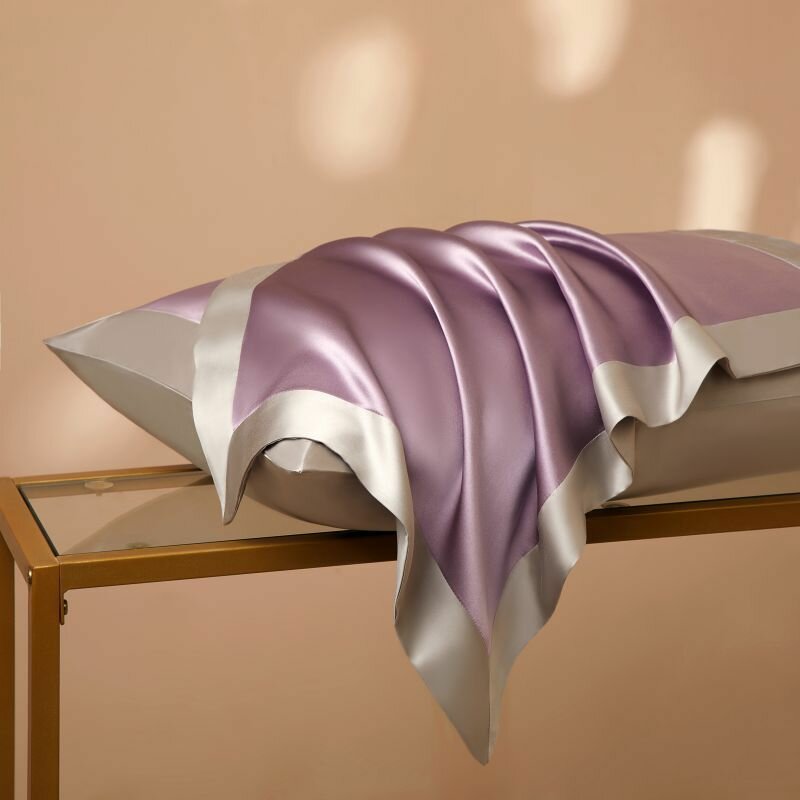 100% 40 Momme 6A Grade Mulberry Silk Pillowcase, Summer Ice Silk Beauty Sleep Pillow Cover, Lilac, 1 Pcs