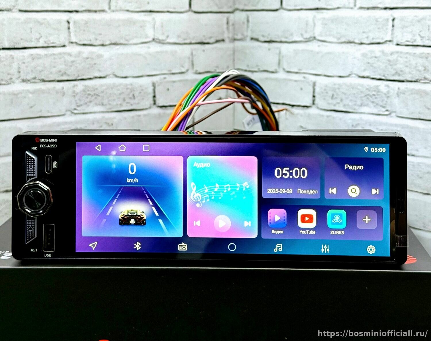 Мультимедийная система для автомобилей BOS-MINI A629D, 1 DIN, сенсорная, Android — фото 1