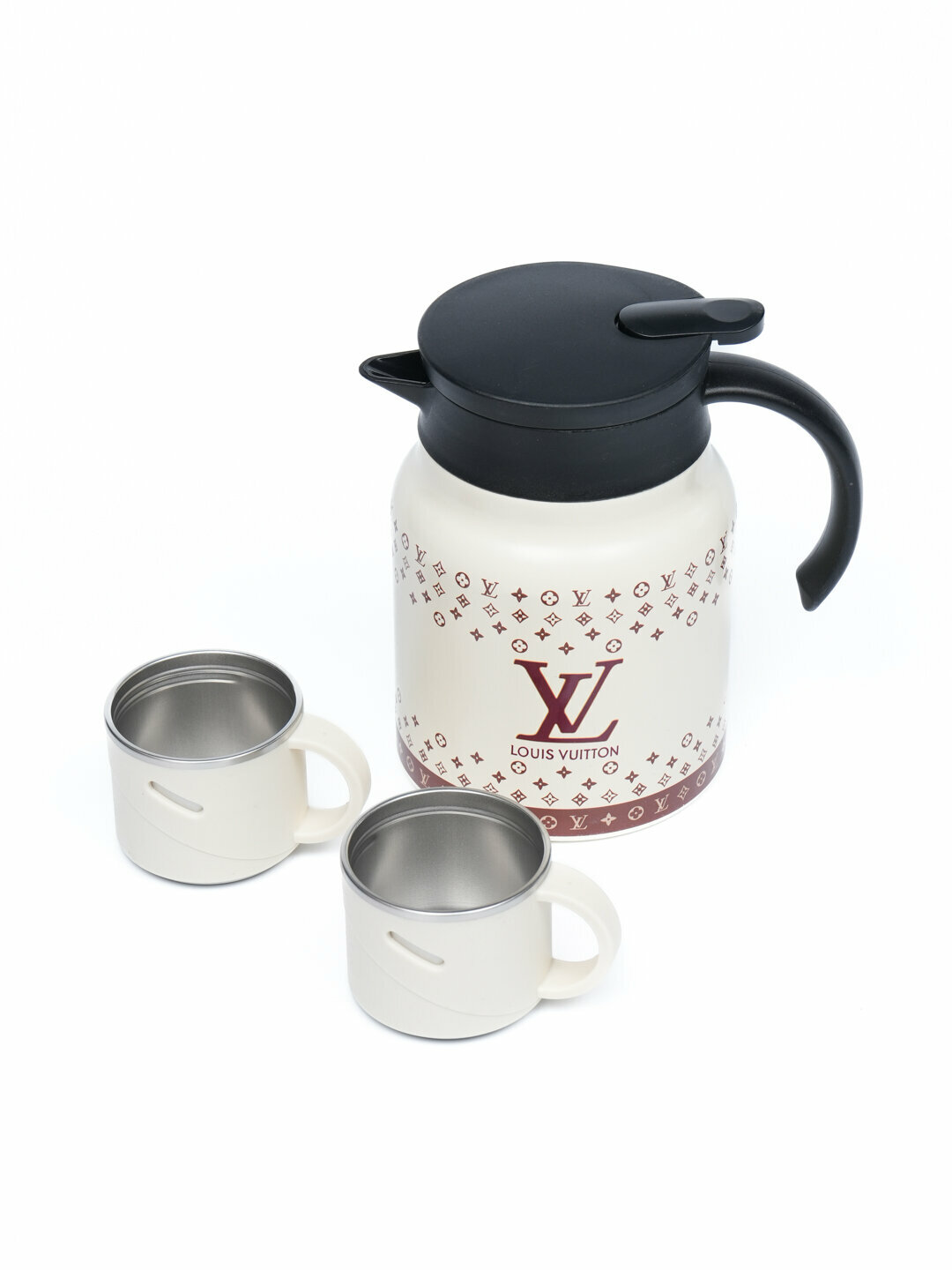 Подарочный термос-термокружка для напитков, набор с 2 чашками, 1 л — фото 1