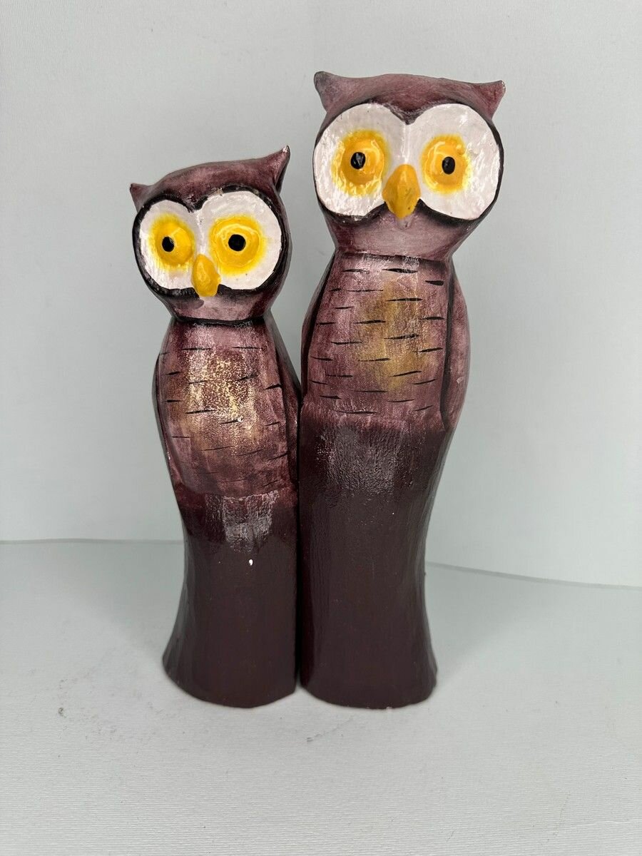 Статуэтка Сова, набор из 2-х статуэток, материал дерево, Индонезия — фото 1