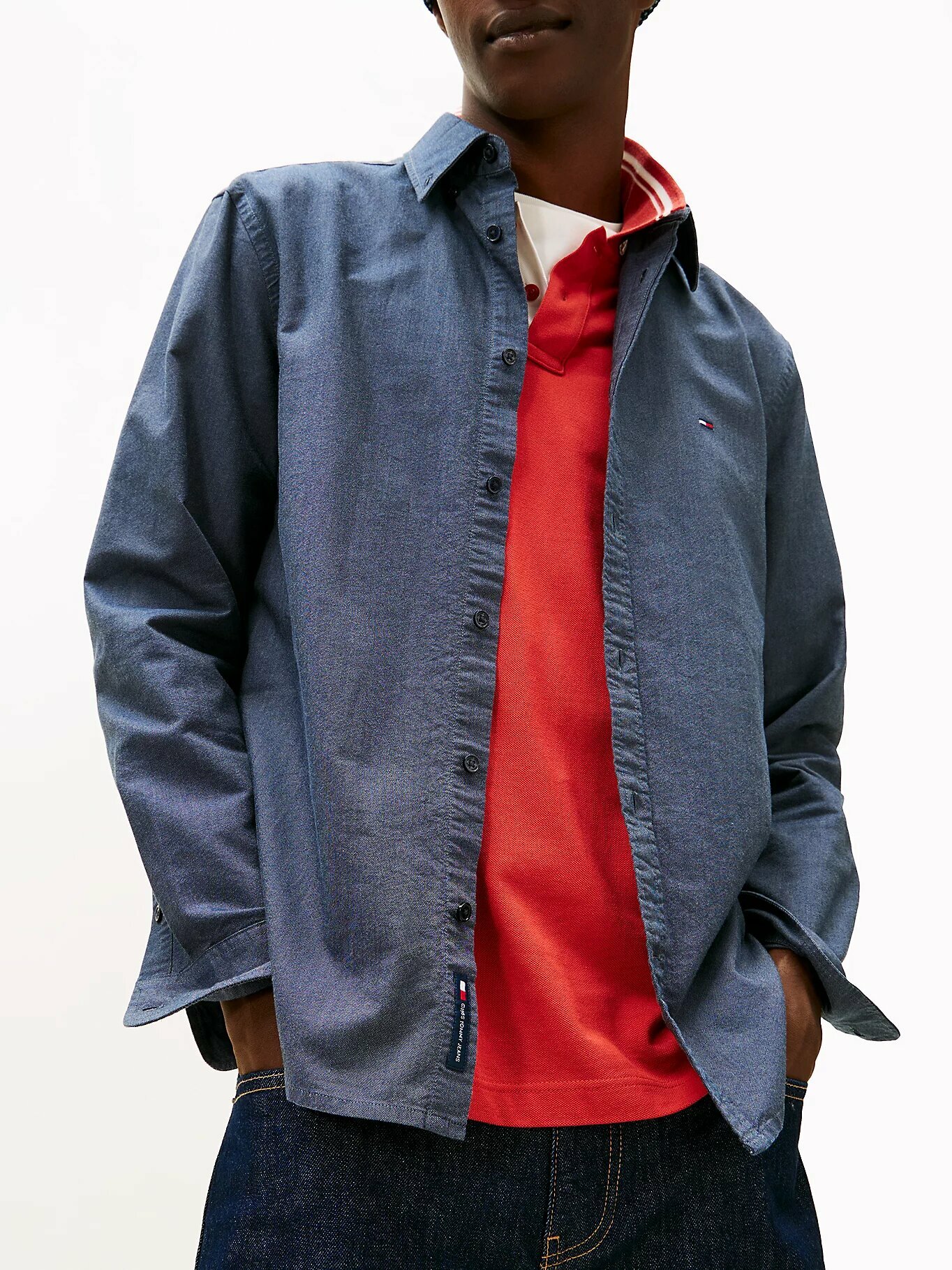 Рубашка Tommy Jeans, размер L, синий — фото 1