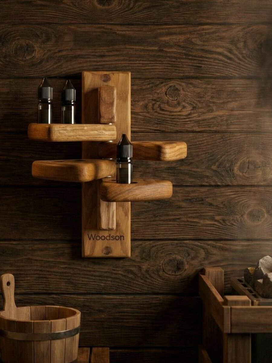 Полка для масел банная Woodson Эдельвейс, дуб — фото 1