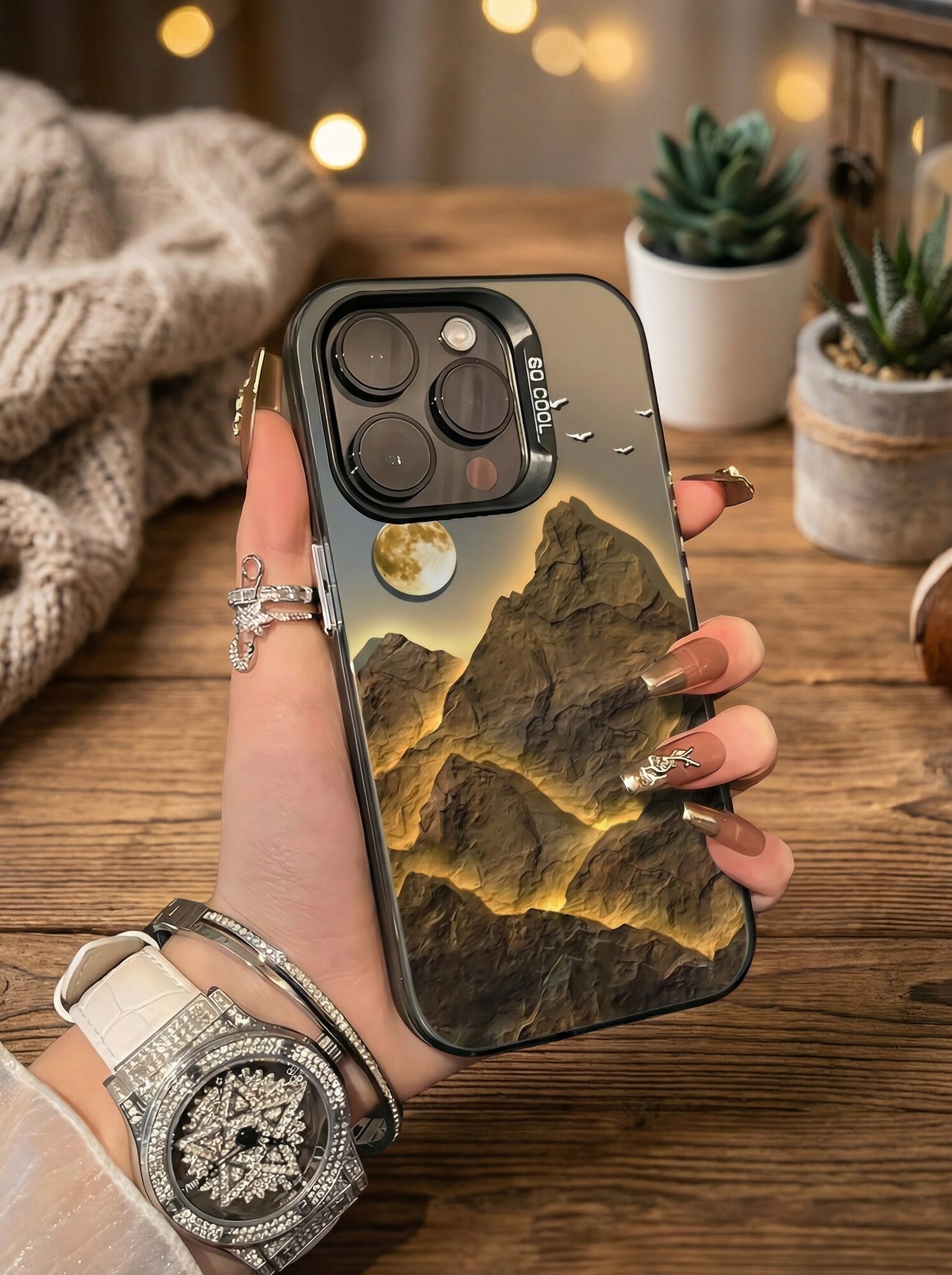 Чехол для iPhone 15/16 Pro/Pro Max "Горы", с рисунком, материал TPU. — фото 1