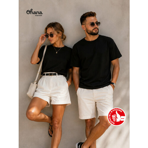 фото Футболка ohana market женская базовая, размер 54, черный