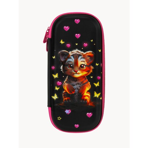 Пенал школьный для девочек для карандашей и ручек с 1 отделом, откидной планкой и карманом, канцелярия для школы, EVA, 22х10х5 см, Юнландия, 273183