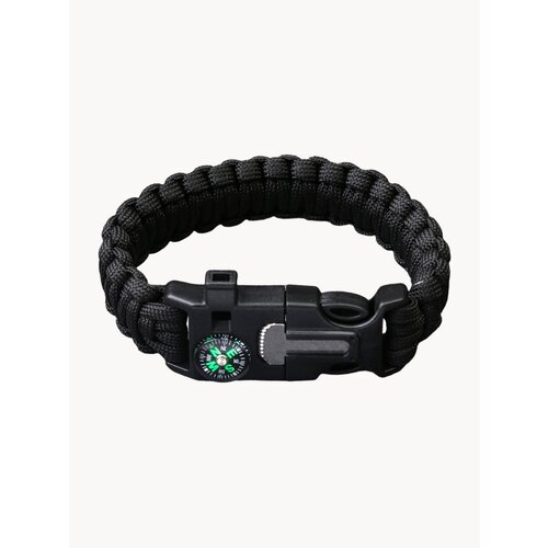 Браслет для выживания 4в1 (паракорд, компас, свисток, огниво), черный