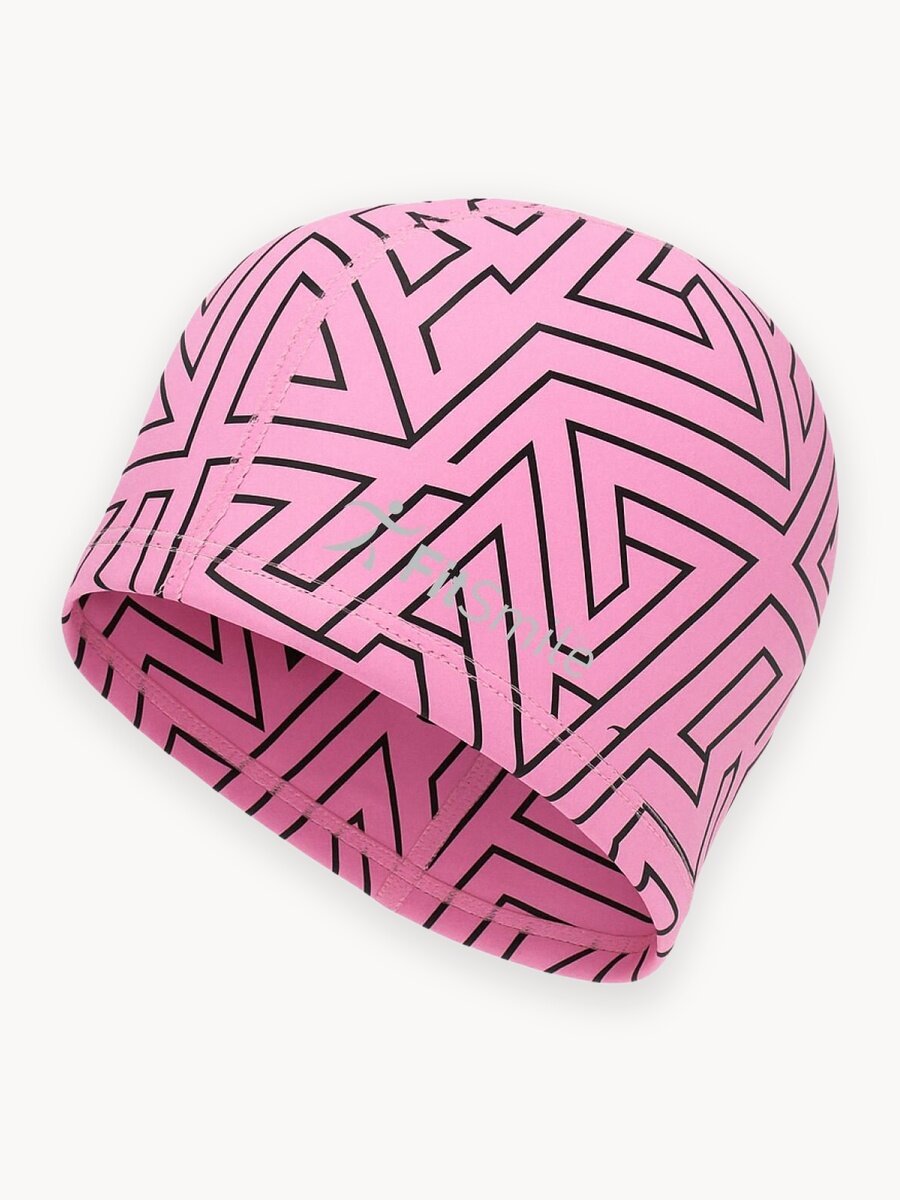 Шапочка для бассейна FitSmile, женская, из полиуретана, с рисунком, розовая