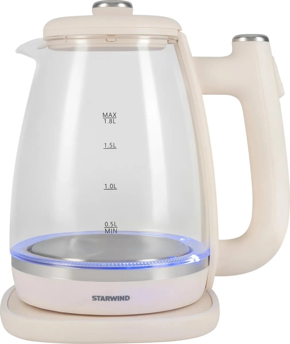 Чайник электрический Starwind SKG4042 1.8л. 1800Вт слоновая кость стекло