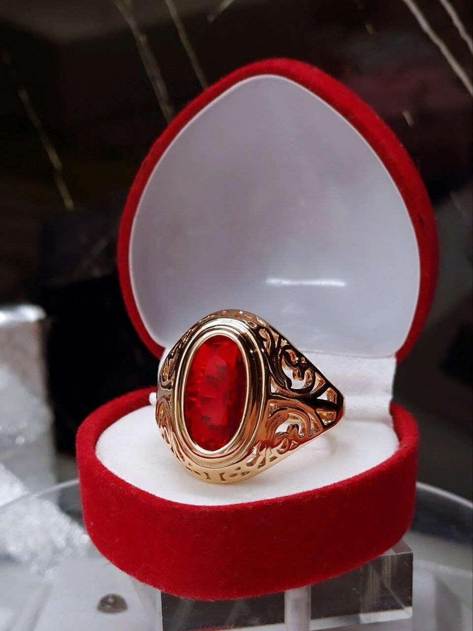 Кольцо, фианит, размер 18, золотой — фото 1