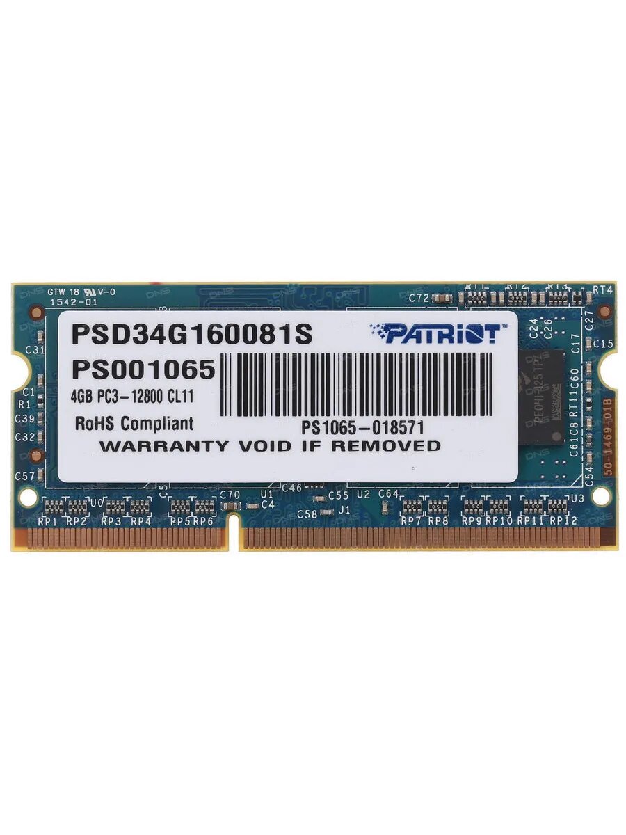 Signature PSD34G160081S 4 ГБ SO-DIMM DDR3, 1600