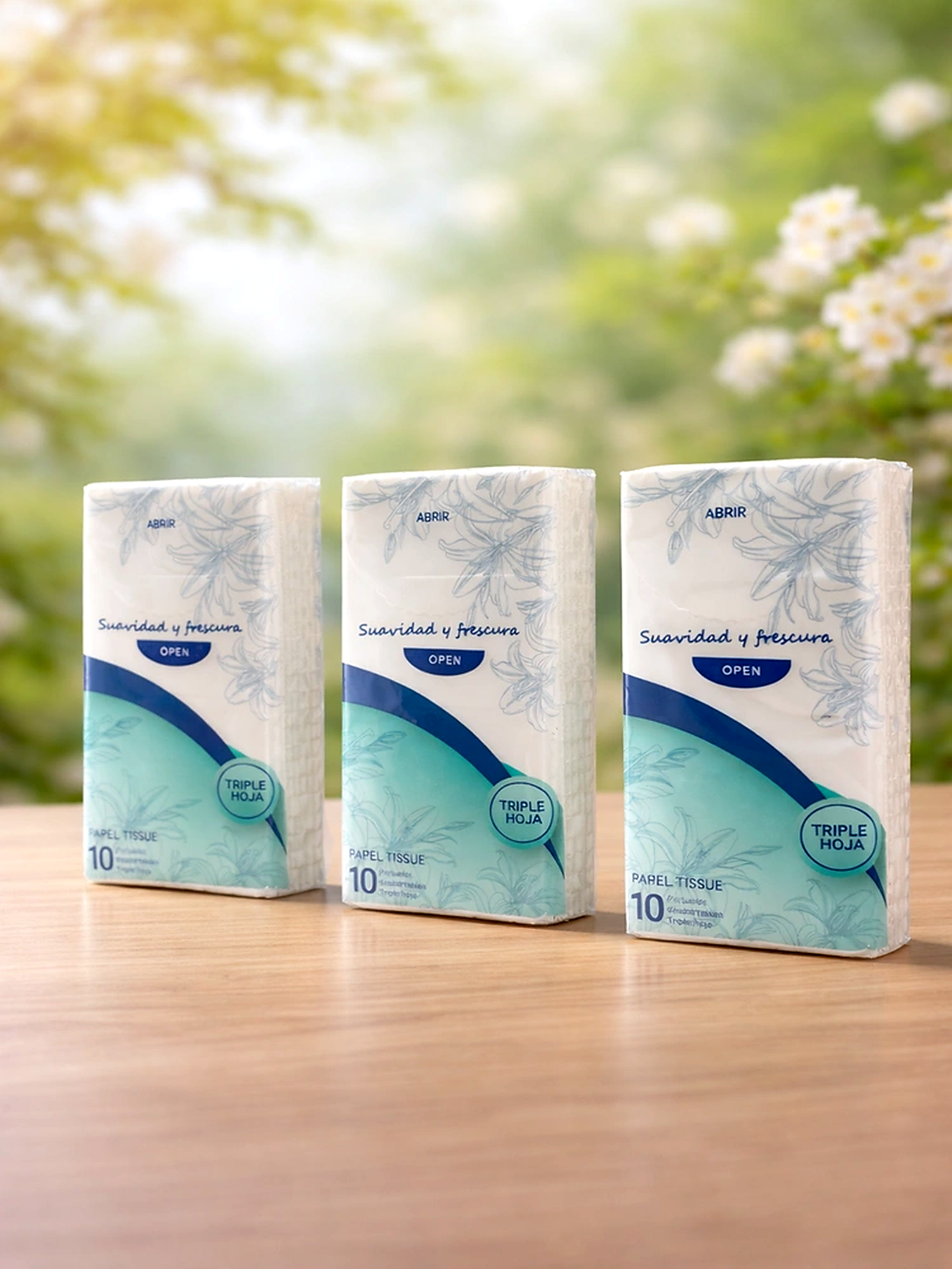 Бумажные носовые платочки, компактный формат, 3-слойные (10 пачек по 10 штук)