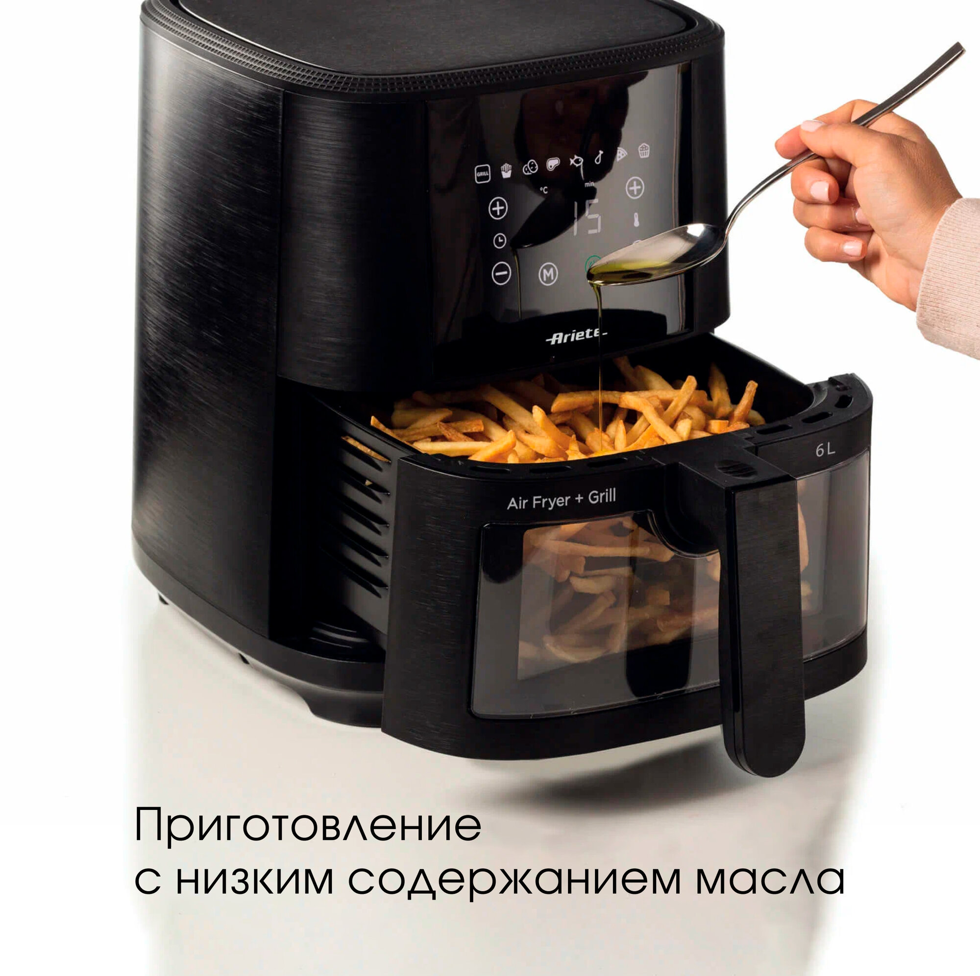 Аэрогриль Ariete Fryer, черный, 1300 Вт, 6 л, 8 программ (00C462600AR0) — фото 1