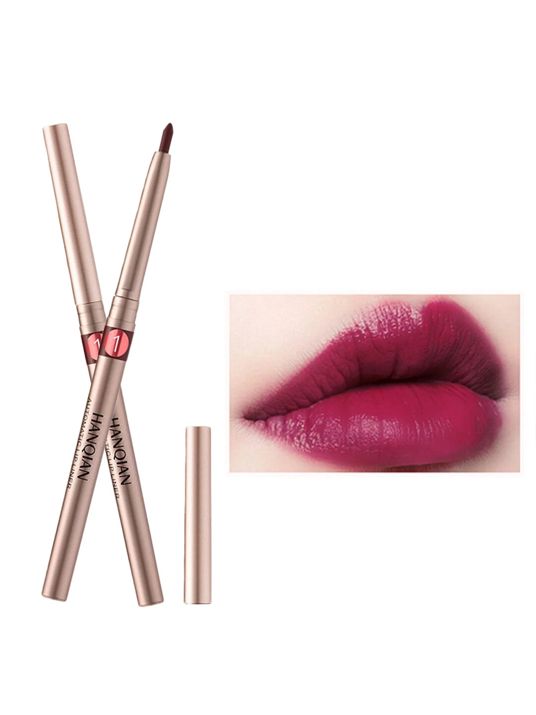 Контурный карандаш для губ Hanqian — стойкий чёткий контур, насыщенный цвет и комфортное нанесение.