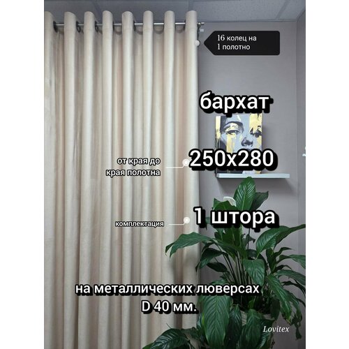 фото Штора lovitex , бархат, крепление на люверсах, размером: 250x280см