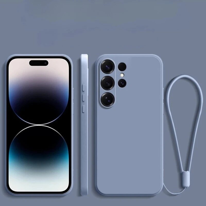 Силиконовый чехол с ремешком для Samsung Galaxy S26 Ultra, серый