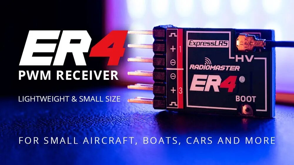 Миниатюрный PWM приемник Radiomaster ExpressLRS 2.4GHz (ER4, ER6, ER6G, ER6GV, ER8, ER8G, ER8GV). Поддержка 4-8 каналов, мощность 100mW для моделей самолетов, лодок и автомобилей.