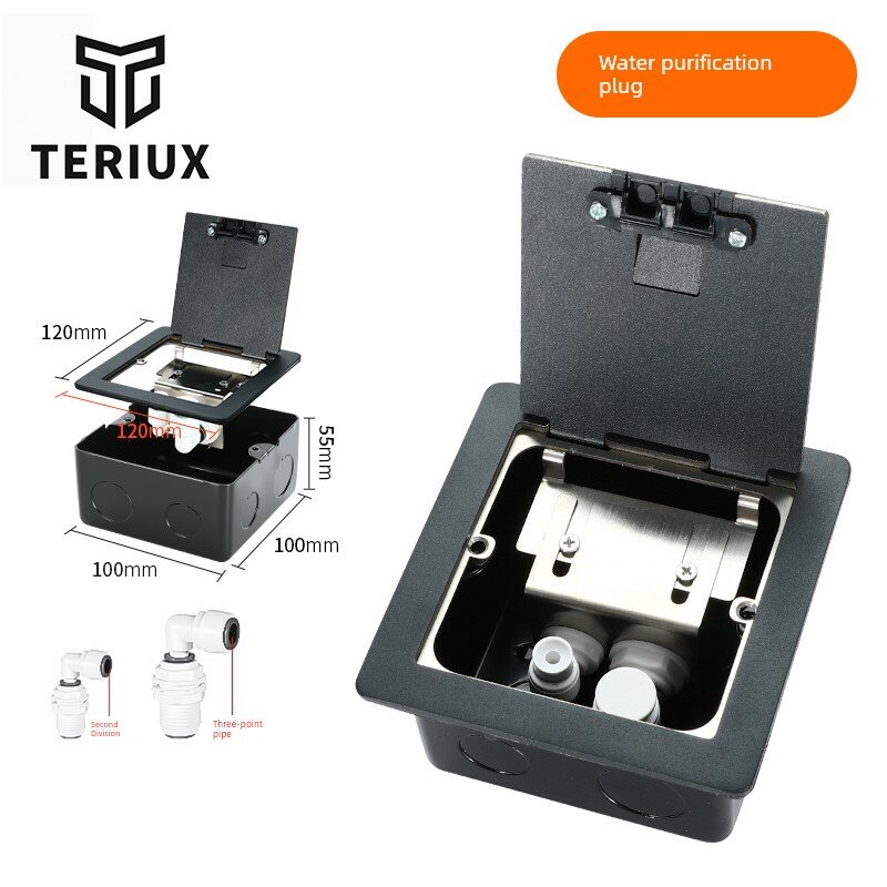 TERIUX Тонкий Скрытый Напольный Вывод Для Фильтра Воды 2 3 Портов Водопроводный Фитинг Для Чайной Комнаты Черная