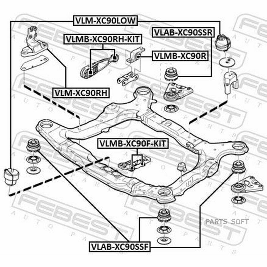 FEBEST VLMXC90RH FEBEST VLM-XC90RH подушка двигателя правая VLM-XC90RH