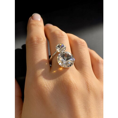 фото Кольцо amante crystal, безразмерное, белый