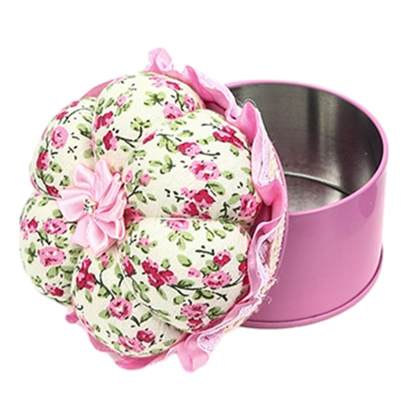Metal Sewing Storage Box with Pin Cushion Lid, Sewing Needle Container Sewing Supplies Organiser Box for Needlework