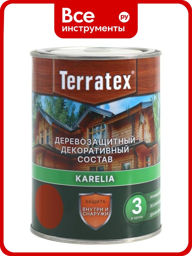 Деревозащитный, терратекс, декоративный состав терратекс красное дерево, 0.75 кг, 1 л ЭК000136993, дерева
