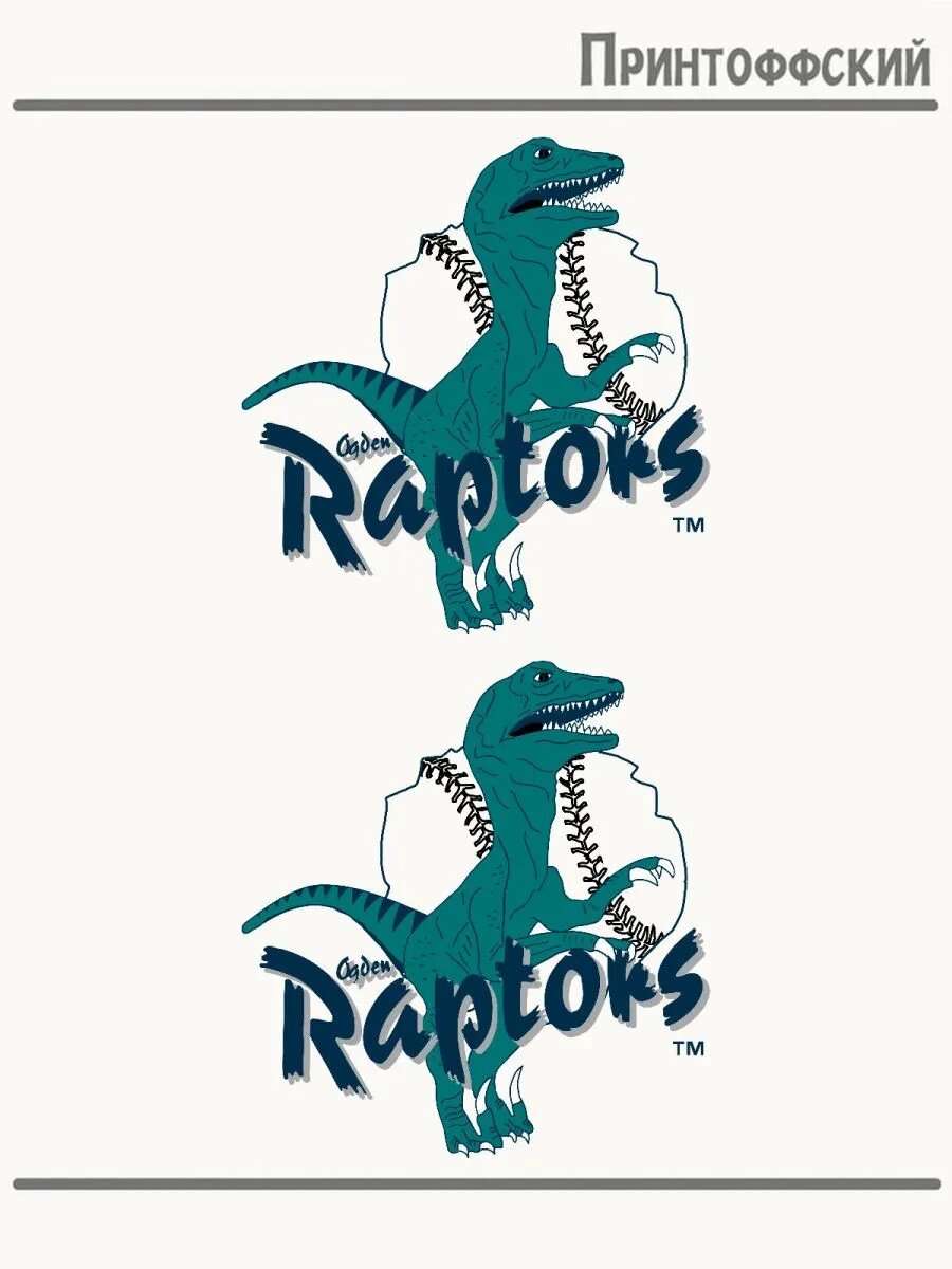 2-е (Две) Термонаклейки лого раптор raptors динозавр