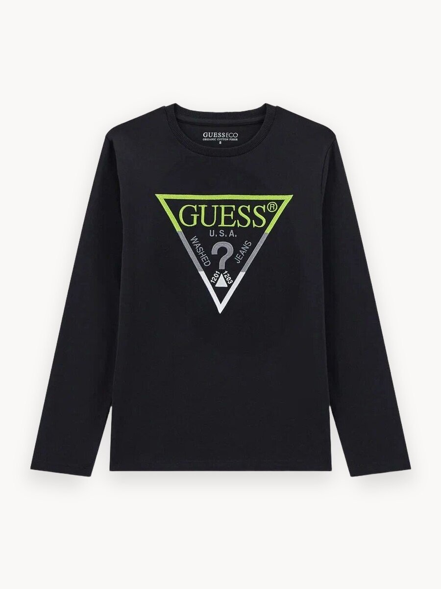 Лонгслив GUESS, размер 7 лет, черный