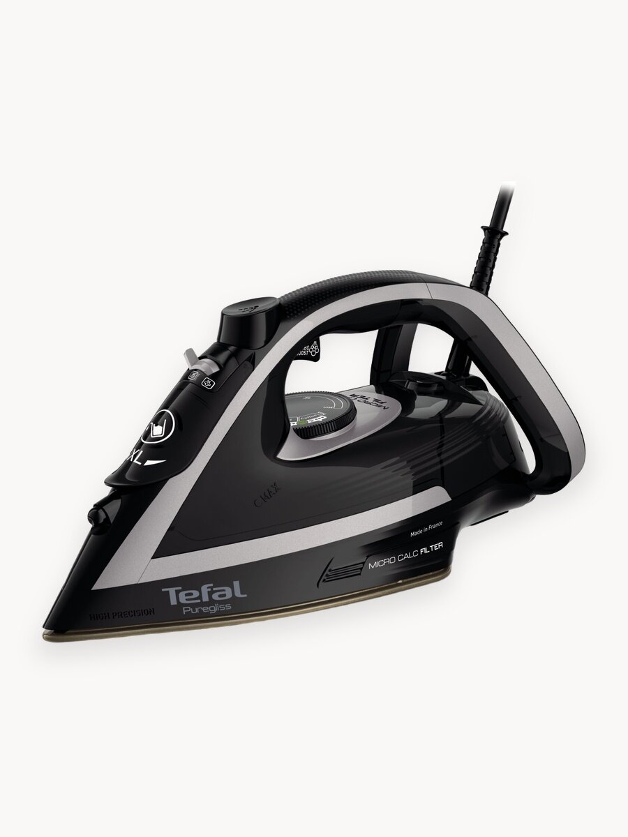 Паровой Утюг для одежды Tefal Puregliss FV8062E0 с паровым ударом 270 г/мин, автоотключением, защитой от накипи, 3000 Вт, Франция
